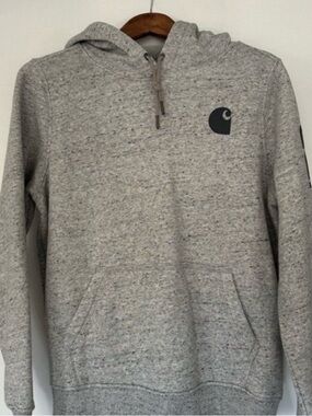 Carhartt Gray Speckled Pullover Hoodie with Logo